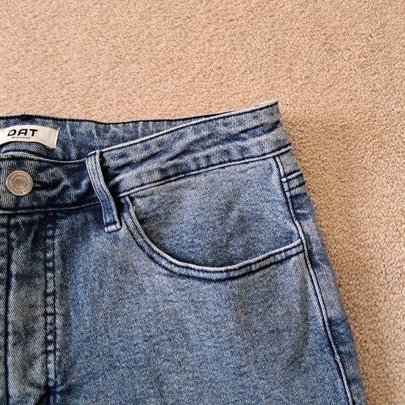 OAT New York Jeans Womens 30 Blue Wide Leg Crop High Rise Denim Raw Hem - Picture 4 of 9